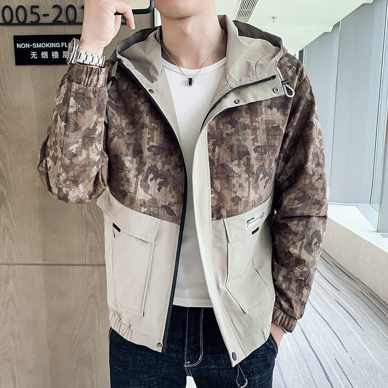 Men’s Spring and Autumn Windbreaker Jacket Overalls