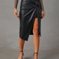 Mid-length Split Leather Skirt