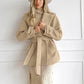 Retro Khaki Suit Collar Trench Coat