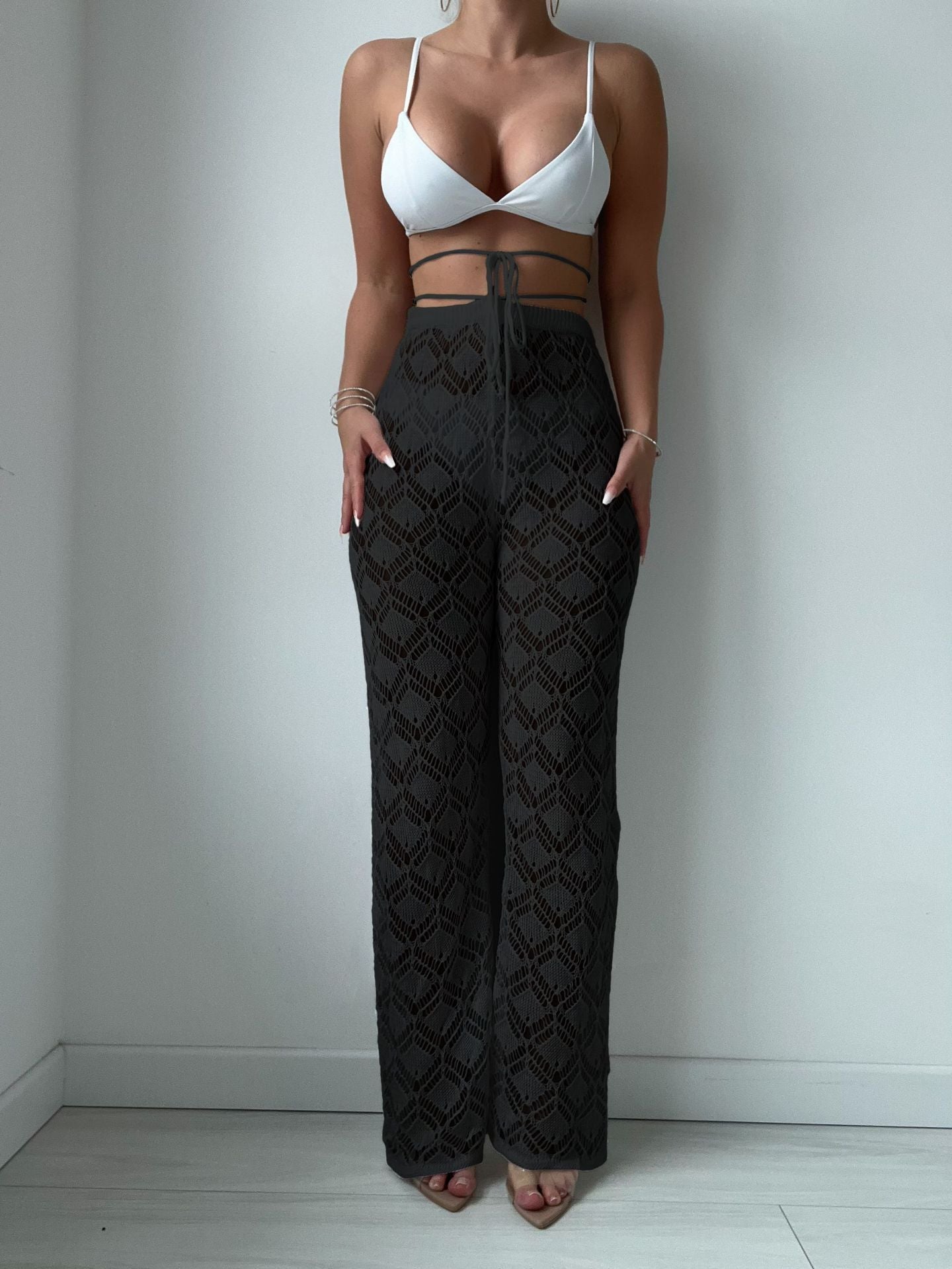 High Waist Hollow-Out Beach Pants