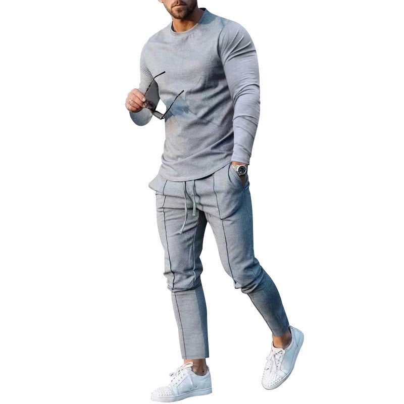 Men’s Plain Casual Two-Piece Set