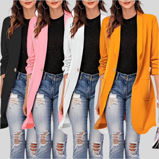 Three-quarter Sleeve Long Pocket Blazer