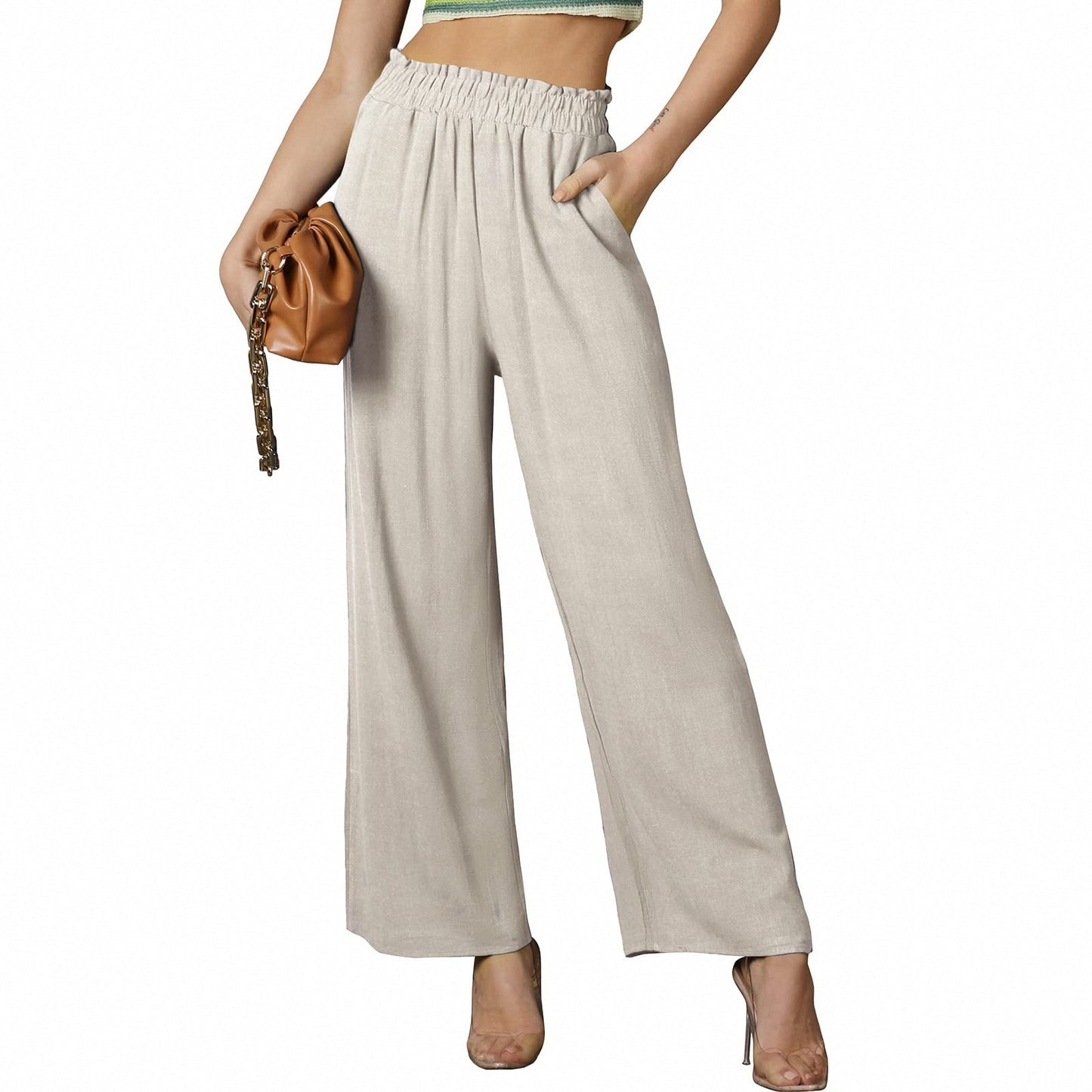 Breezy Solid Color Women’s Casual Trousers