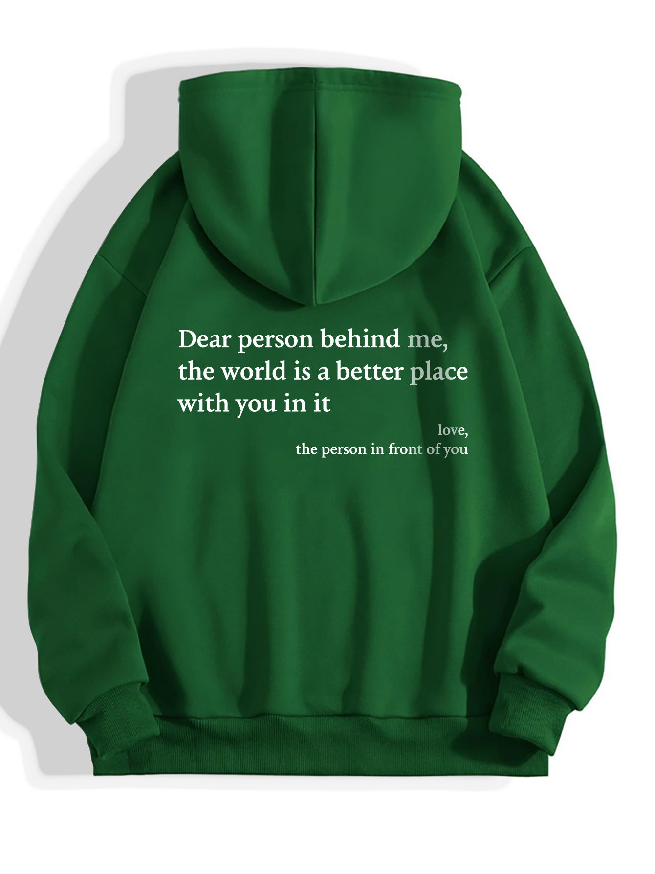 “Dear Person Behind Me” Letter Print Plush Hoodie