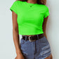 Neon O-Neck Crop Tee for Women