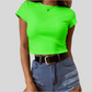 Neon O-Neck Crop Tee for Women