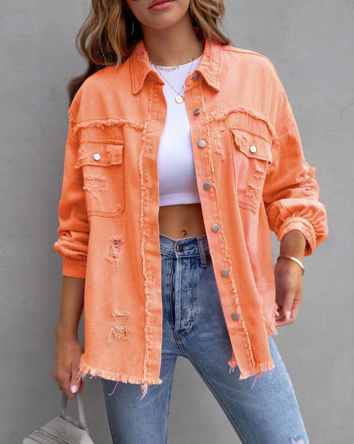 Women’s Oversized Distressed Denim Jacket