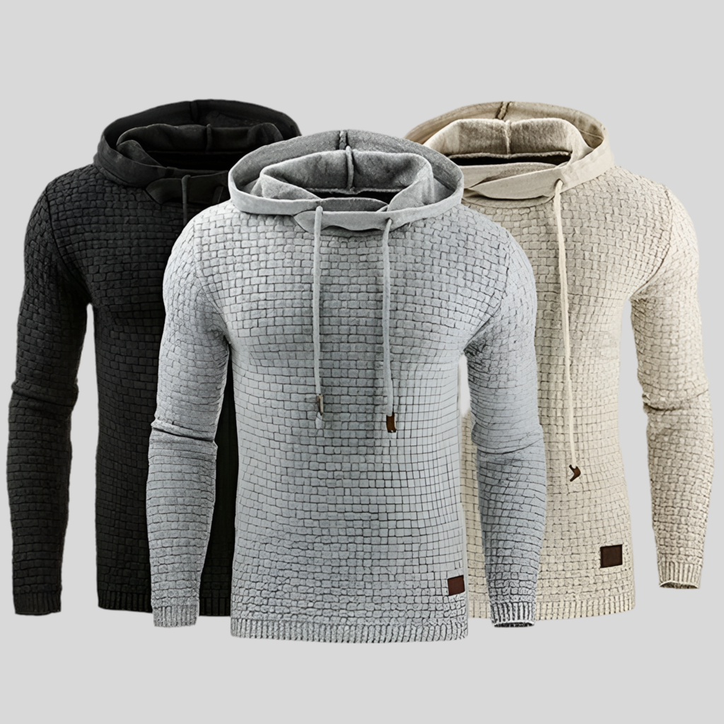 Men’s Jacquard Long-Sleeved Hoodie Sweatshirt