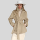 Retro Khaki Suit Collar Trench Coat