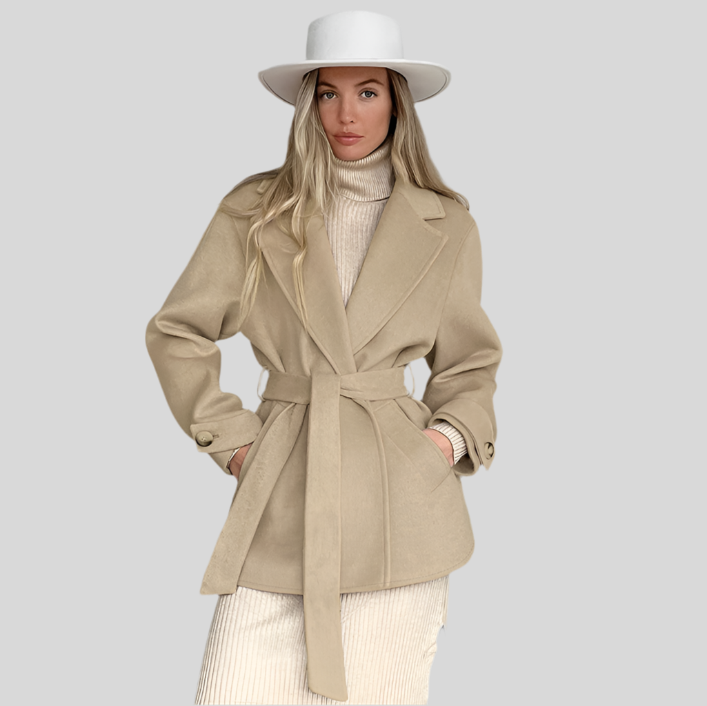 Retro Khaki Suit Collar Trench Coat