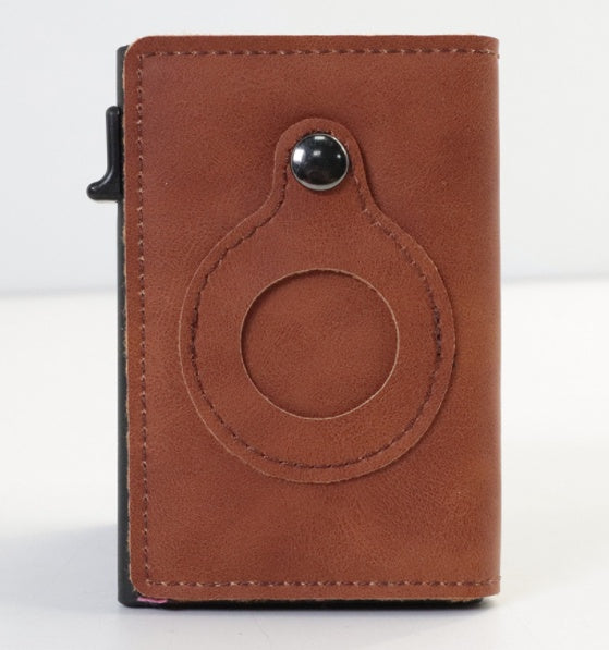 Men’s Leather AirTag RFID Anti-Theft Slim Wallet