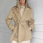 Retro Khaki Suit Collar Trench Coat