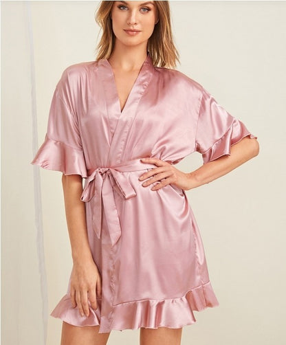 Women's ruffled sexy home dressing gown