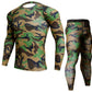 Mens Fitness Gym Suit with Long-Sleeve Tights and Quick-Dry Trousers