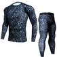 Mens Fitness Gym Suit with Long-Sleeve Tights and Quick-Dry Trousers