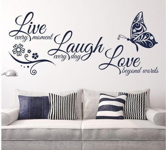 “Live Love” English Butterfly Wall Decal