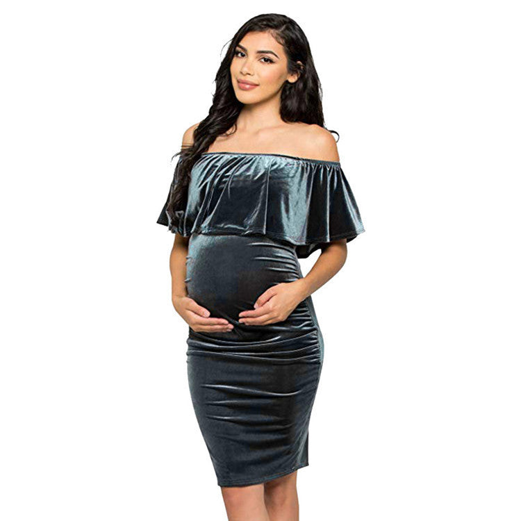 One-Shoulder Maternity A-Line Skirt Dress