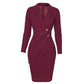 Chic Long Sleeve Button-Front Hip Dress