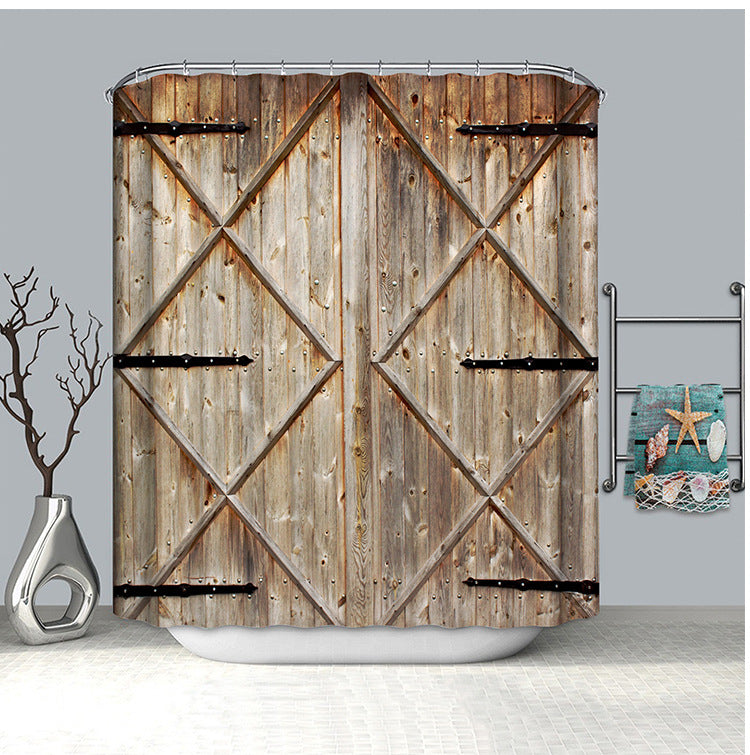 Vintage Wooden Door Shower Curtain