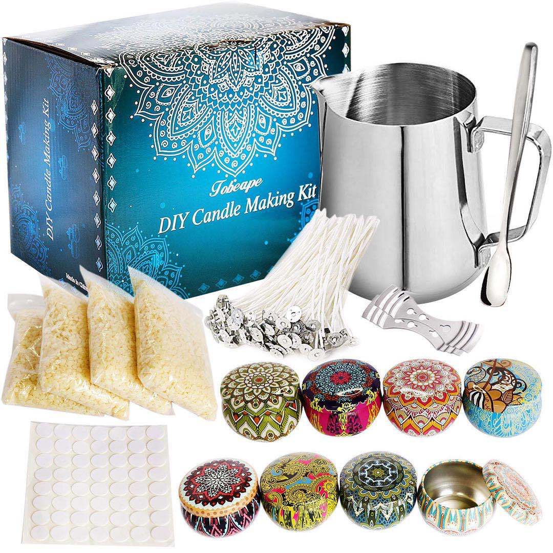 DIY Candle Making Kit with Pouring Pot, Wicks, and Wax