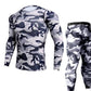 Mens Fitness Gym Suit with Long-Sleeve Tights and Quick-Dry Trousers