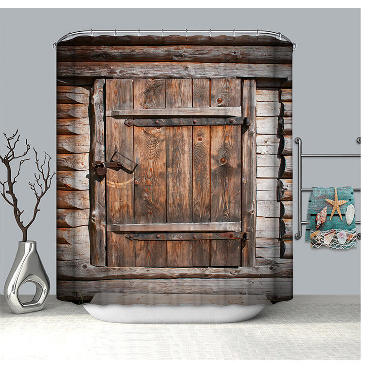 Vintage Wooden Door Shower Curtain