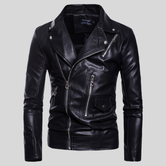 Men’s Multi-Zip Motorcycle Leather Coat