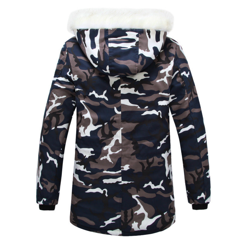 Camouflage Fur Collar Mid-length Padded Coat