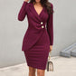 Chic Long Sleeve Button-Front Hip Dress