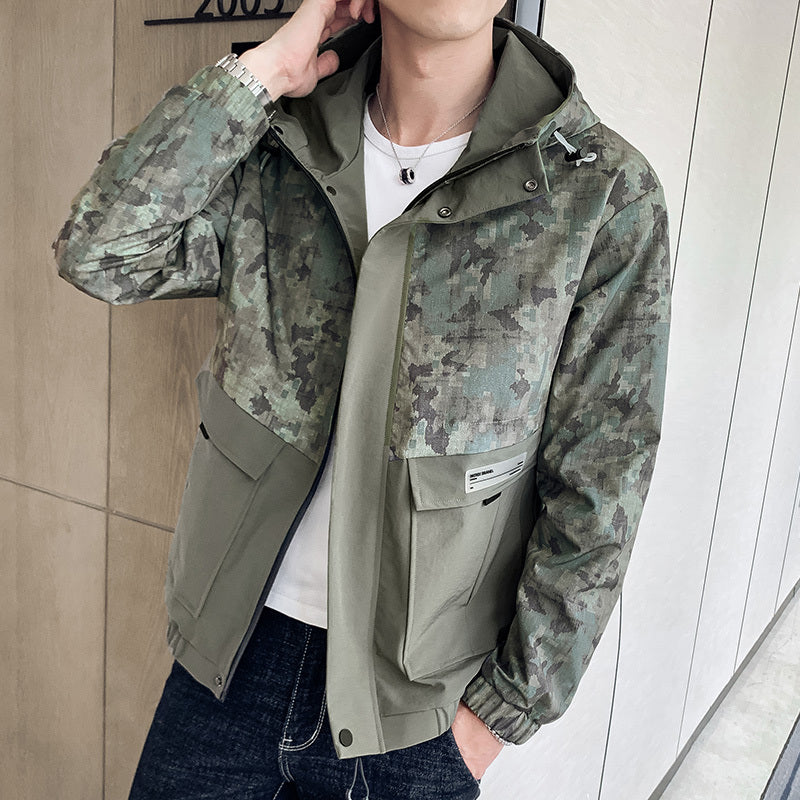 Men’s Spring and Autumn Windbreaker Jacket Overalls