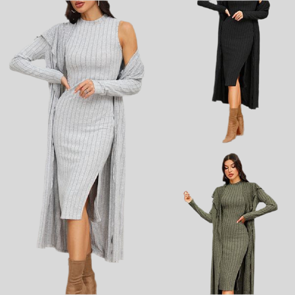 Elegant Long Sleeve Dress Suit