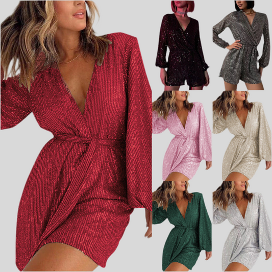 Sequined Long Sleeve Dress Women