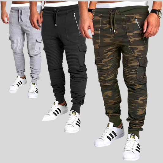 Men’s Striped Pleated Sports Casual Pants