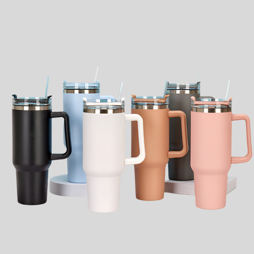 40oz Stainless Steel Insulated Travel Mug with Handle and Straw