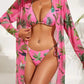 Printed Mesh Three-Piece Swimsuit Set