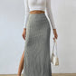 High Waist Side Slit Knitted Skirt