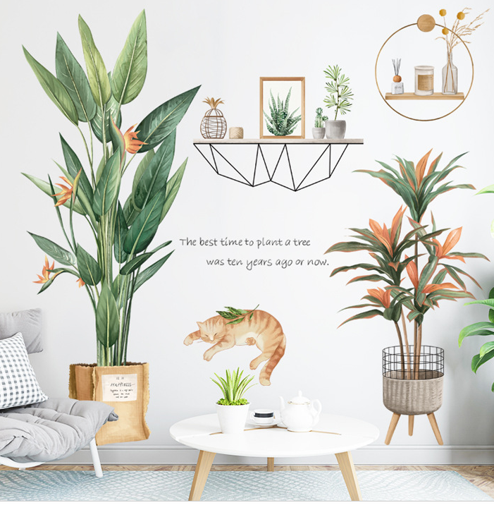 Nordic Green Leaf Wall Stickers