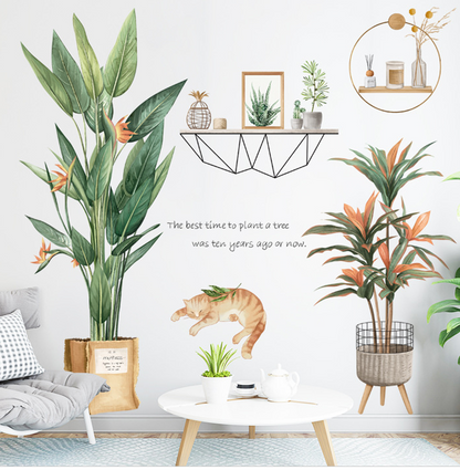 Nordic Green Leaf Wall Stickers