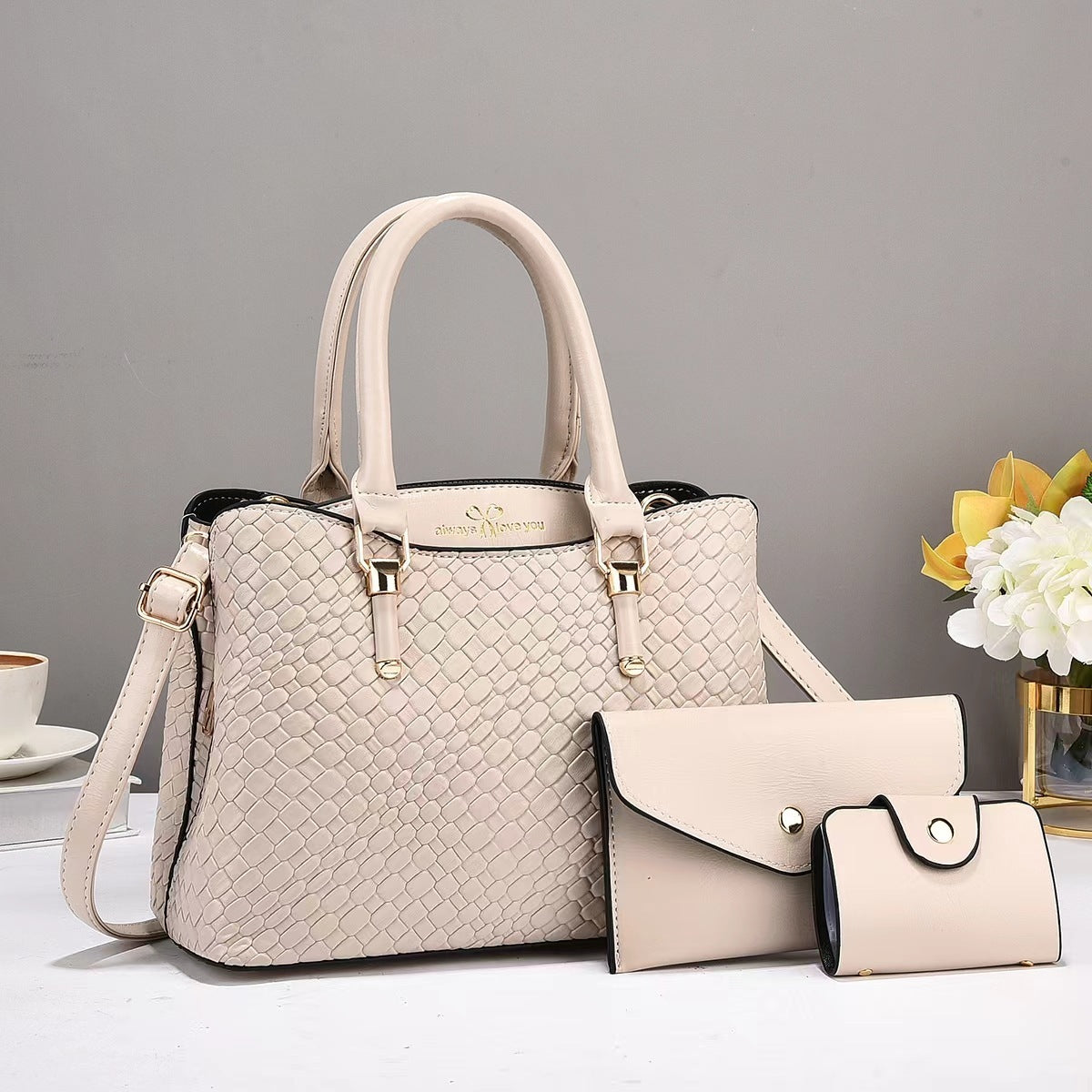 LuxeWeave One-Shoulder 3-Piece Bag Set