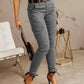 Solid Color Low-Waisted Women’s Trousers with Button and Pockets