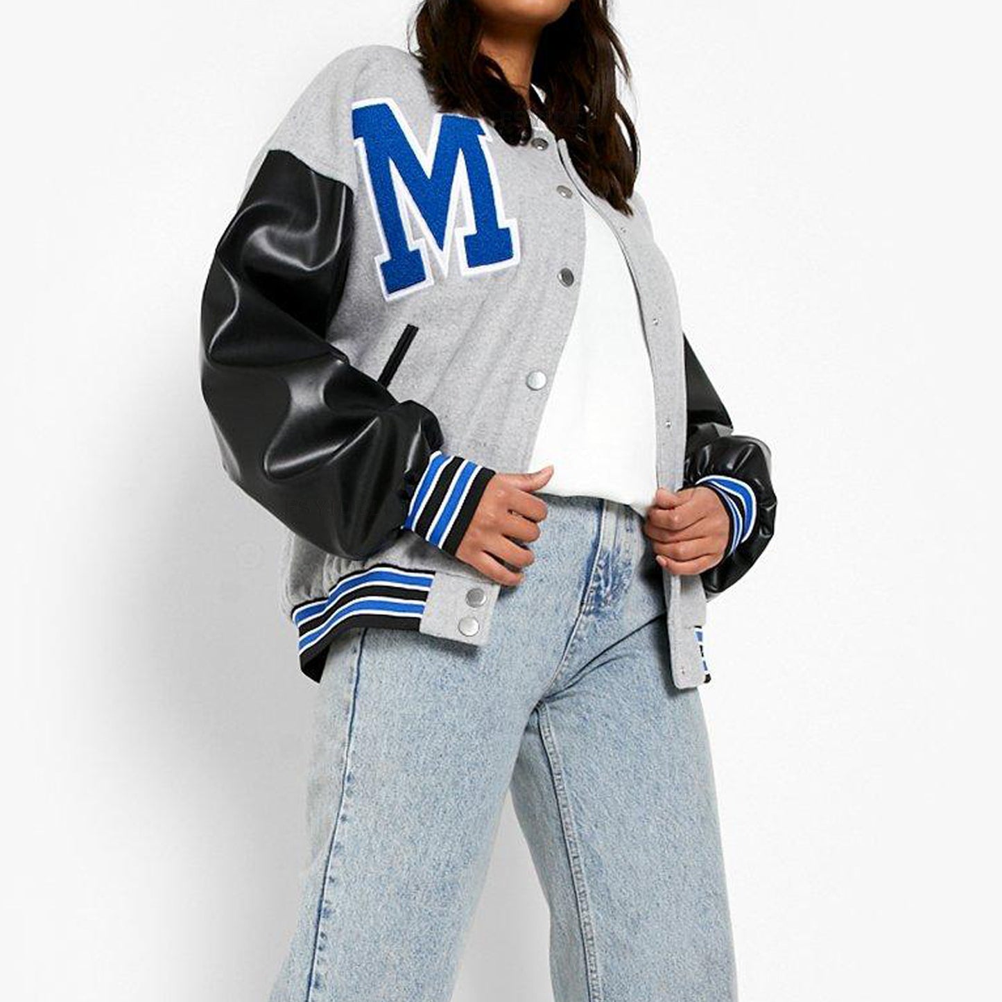 Varsity Style Brushed Winter Jacket