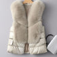 Winter Short Down Jacket with Faux Fox Fur Vest