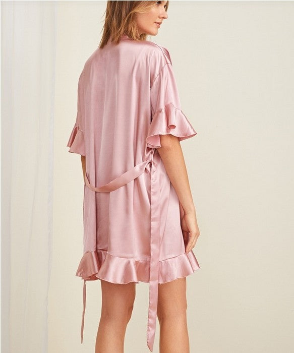 Women's ruffled sexy home dressing gown