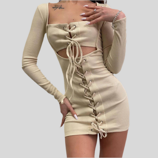 Square Neck Cut-Out Mini Dress