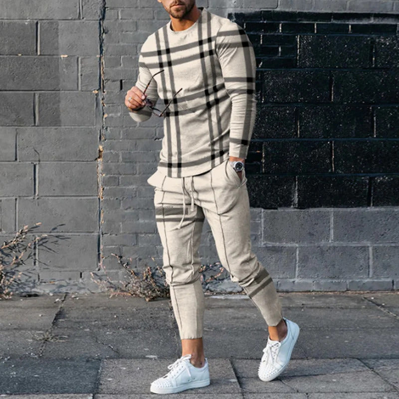 Striped Essentials Round Neck Sweater & Trousers Set