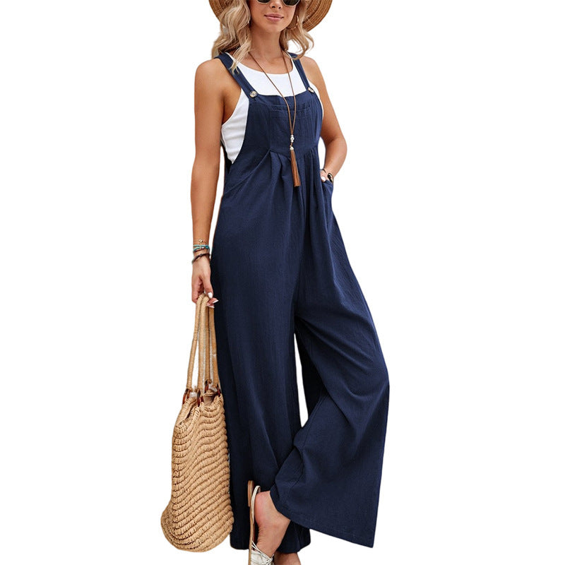 Women’s Casual Loose Overalls with Pockets – Long Bib Jumpsuits