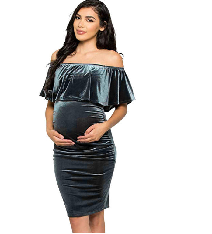 One-Shoulder Maternity A-Line Skirt Dress