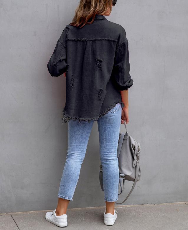 Women’s Oversized Distressed Denim Jacket