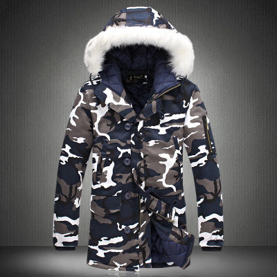 Camouflage Fur Collar Mid-length Padded Coat