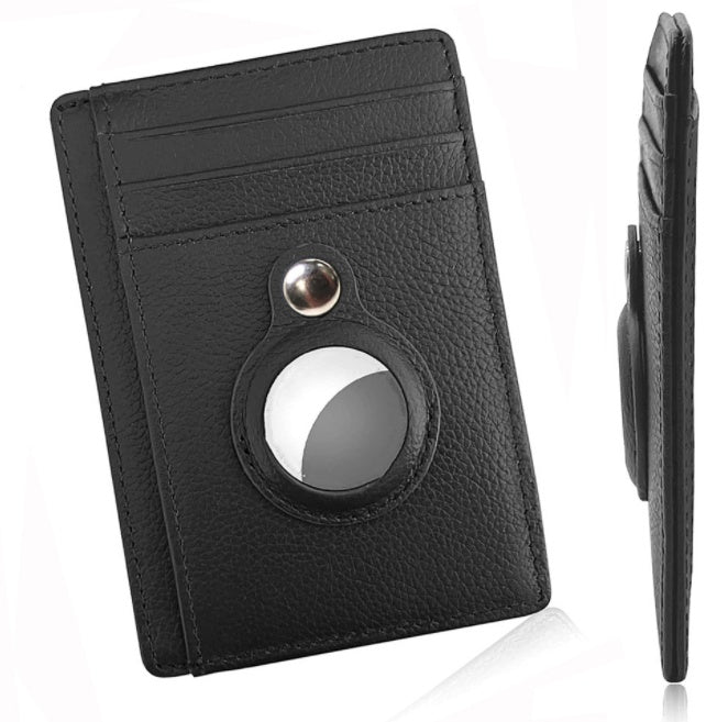 Men’s Leather AirTag RFID Anti-Theft Slim Wallet